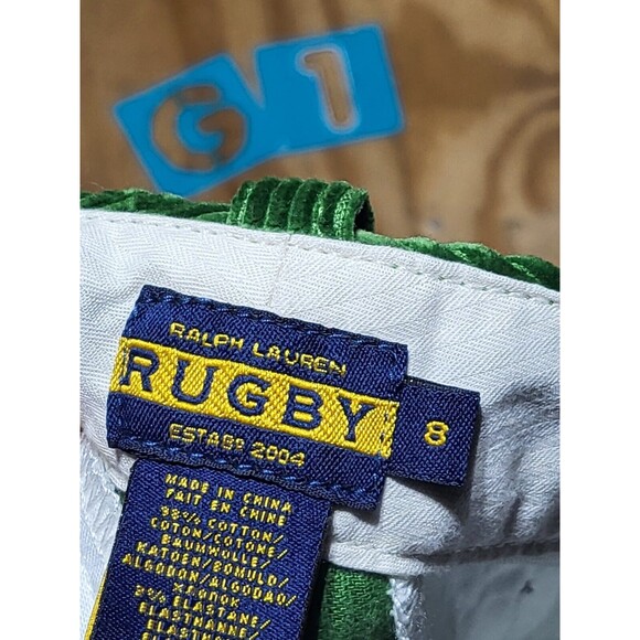 Ralph Lauren rugby Cordouroy Pants Youth 8 Green Cotton @G1 - Picture 4 of 4